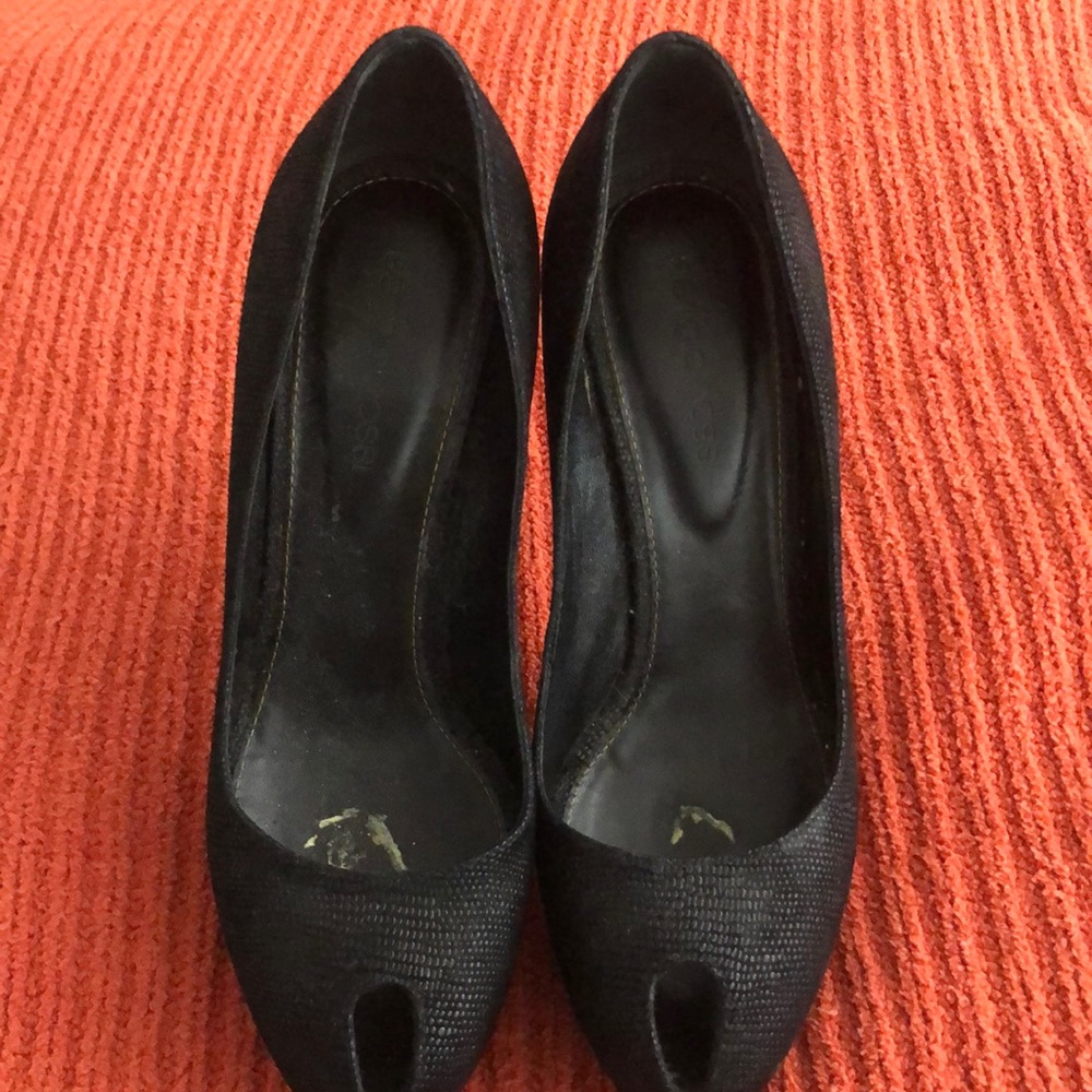 Sergio Rossi 5” Black Platform Peep Toe